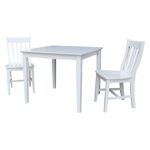 36&quot x 36&quot Solid Wood Dining Table with 2 Chairs in White - 3 Piece Set