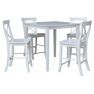 36&quot x 36&quot Solid Wood Counterheight Dining Table with 4 X-Back Stools in White
