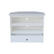 Solid Wood  TV Stand with Shelves and Drawer in White  - 28.9