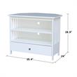 Solid Wood  TV Stand with Shelves and Drawer in White  - 28.9