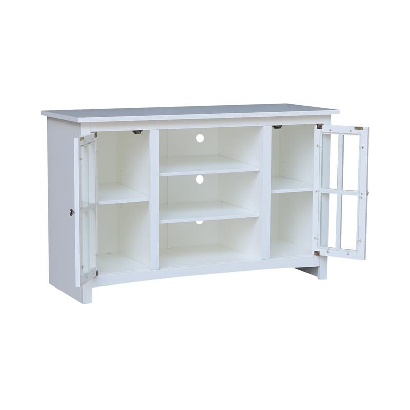 Entertainment/TV Stand with Open Shelves and 2 Doors in White - 48