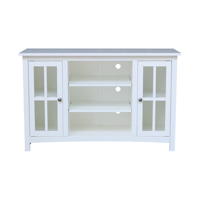 Entertainment/TV Stand with Open Shelves and 2 Doors in White - 48