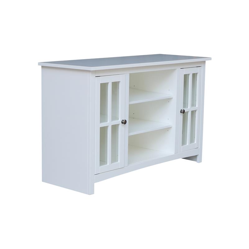 Entertainment/TV Stand with Open Shelves and 2 Doors in White - 48