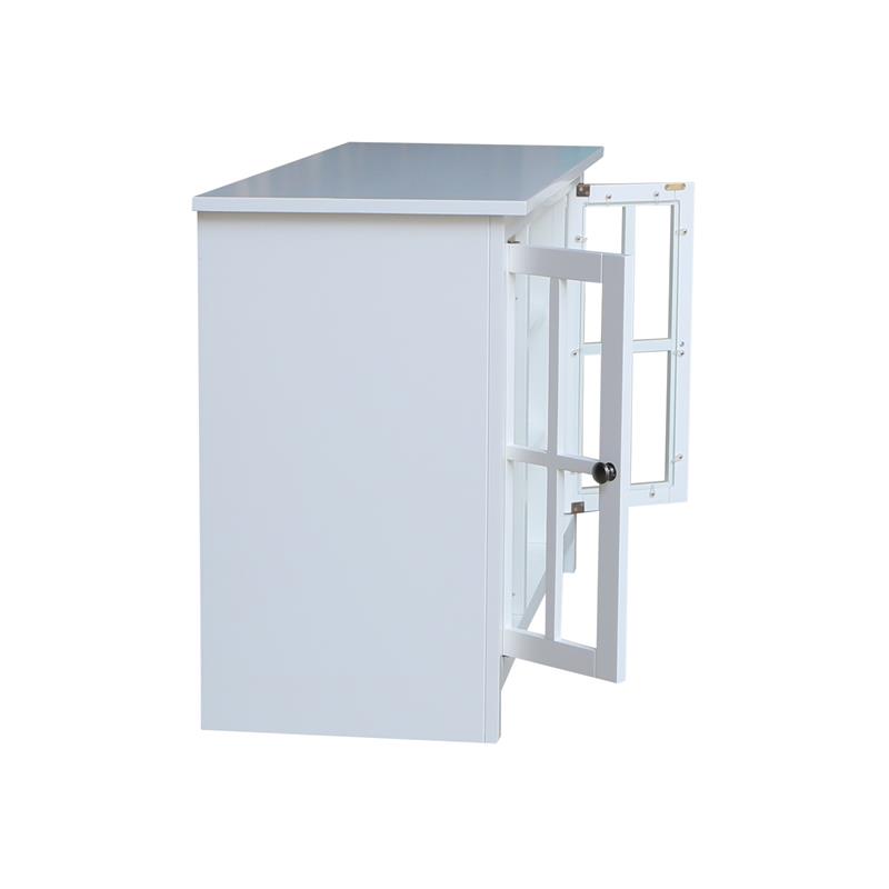 Entertainment/TV Stand with Open Shelves and 2 Doors in White - 48