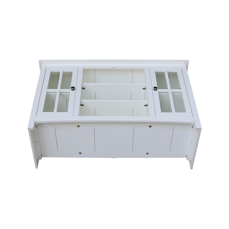 Entertainment/TV Stand with Open Shelves and 2 Doors in White - 48
