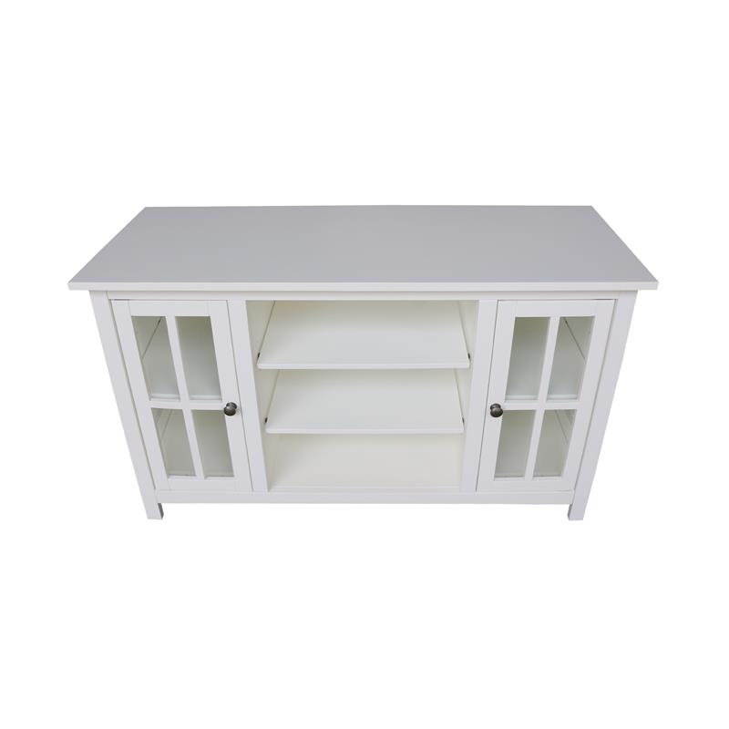 Entertainment/TV Stand with Open Shelves and 2 Doors in White - 48