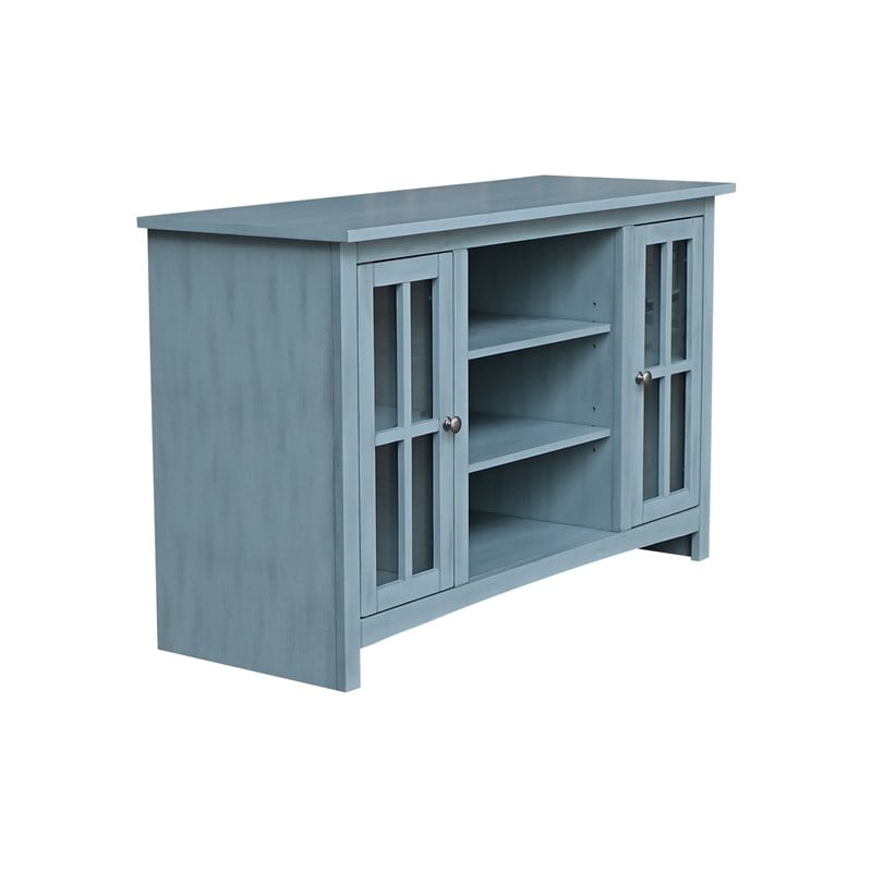 Entertainment/TV Stand with Open Shelves and 2 Doors in Ocean Blue - 48