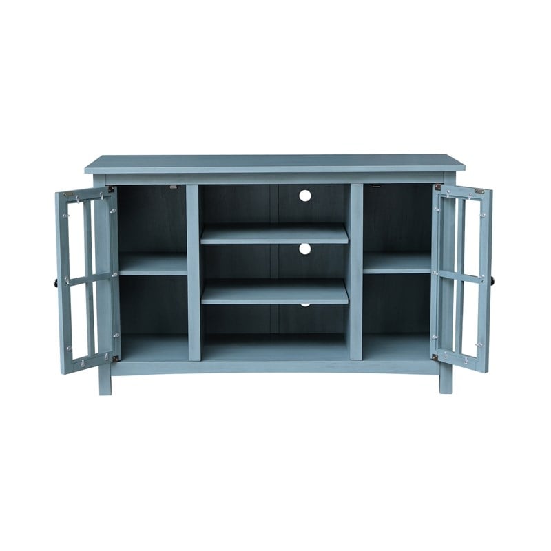 Entertainment/TV Stand with Open Shelves and 2 Doors in Ocean Blue - 48