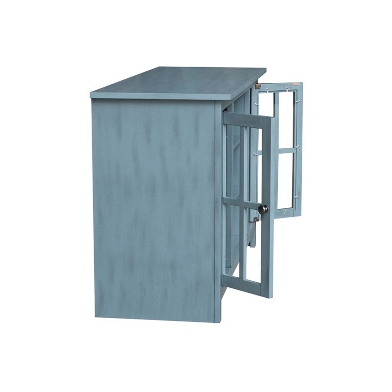 Entertainment/TV Stand with Open Shelves and 2 Doors in Ocean Blue - 48