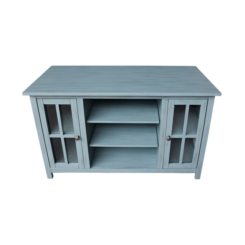 Entertainment/TV Stand with Open Shelves and 2 Doors in Ocean Blue - 48