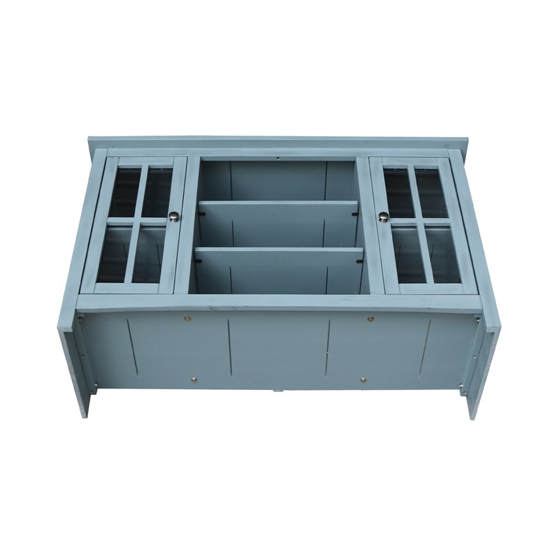 Entertainment/TV Stand with Open Shelves and 2 Doors in Ocean Blue - 48