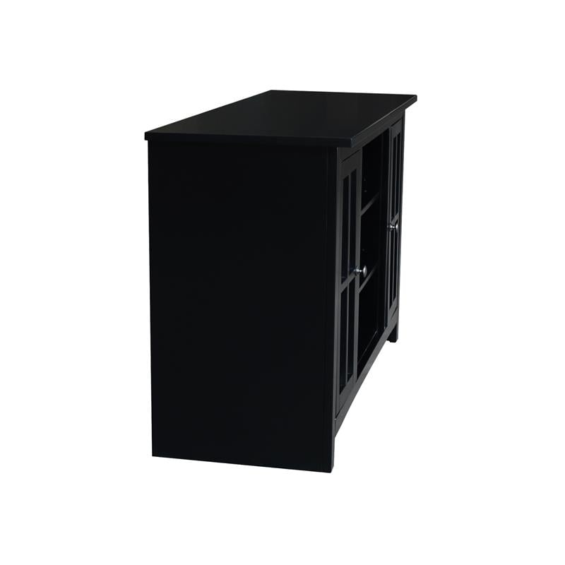Entertainment/TV Stand with Open Shelves and 2 Doors in Black - 48