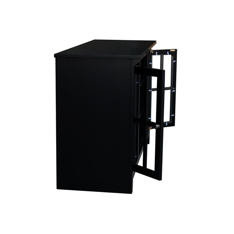 Entertainment/TV Stand with Open Shelves and 2 Doors in Black - 48