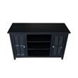 Entertainment/TV Stand with Open Shelves and 2 Doors in Black - 48