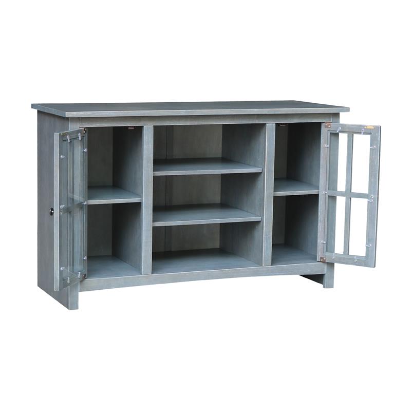 Entertainment/TV Stand with Open Shelves and 2 Doors in Gray - 48