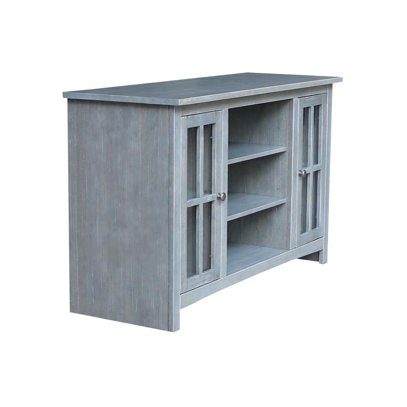 Entertainment/TV Stand with Open Shelves and 2 Doors in Gray - 48