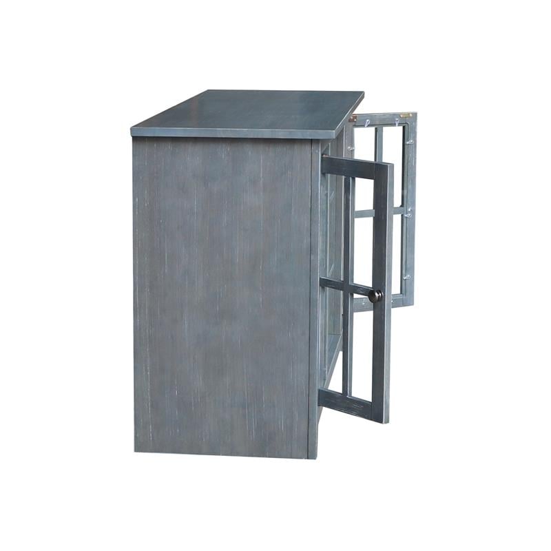 Entertainment/TV Stand with Open Shelves and 2 Doors in Gray - 48