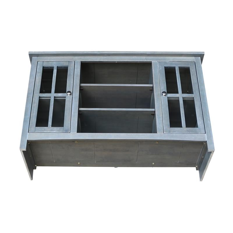 Entertainment/TV Stand with Open Shelves and 2 Doors in Gray - 48
