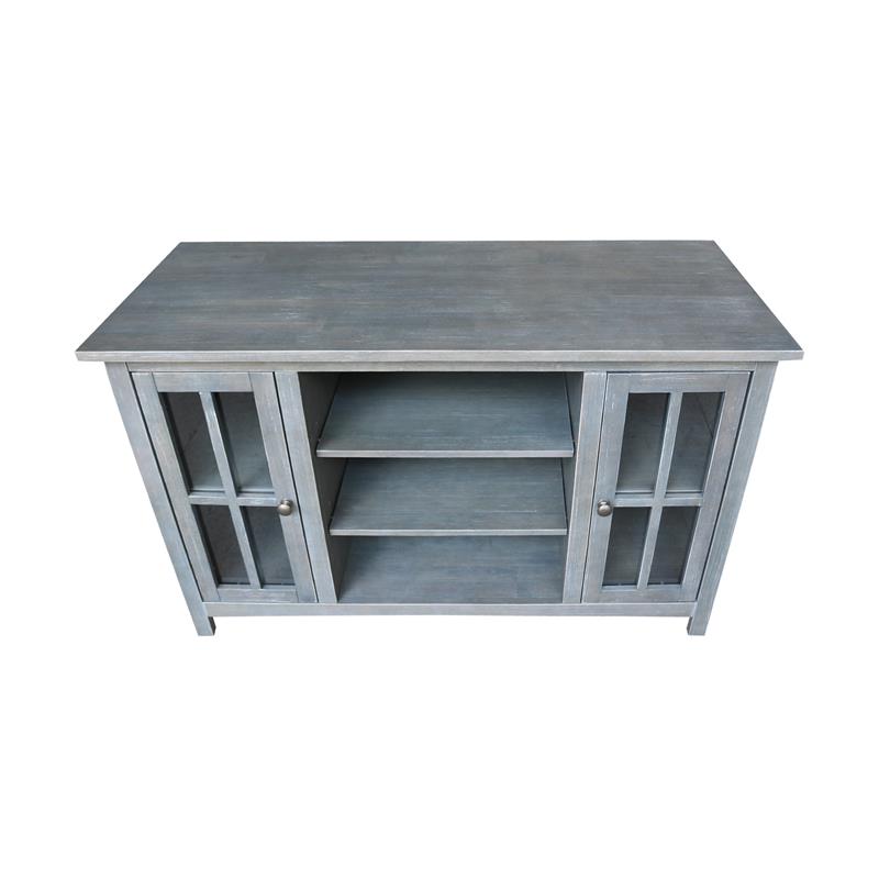 Entertainment/TV Stand with Open Shelves and 2 Doors in Gray - 48