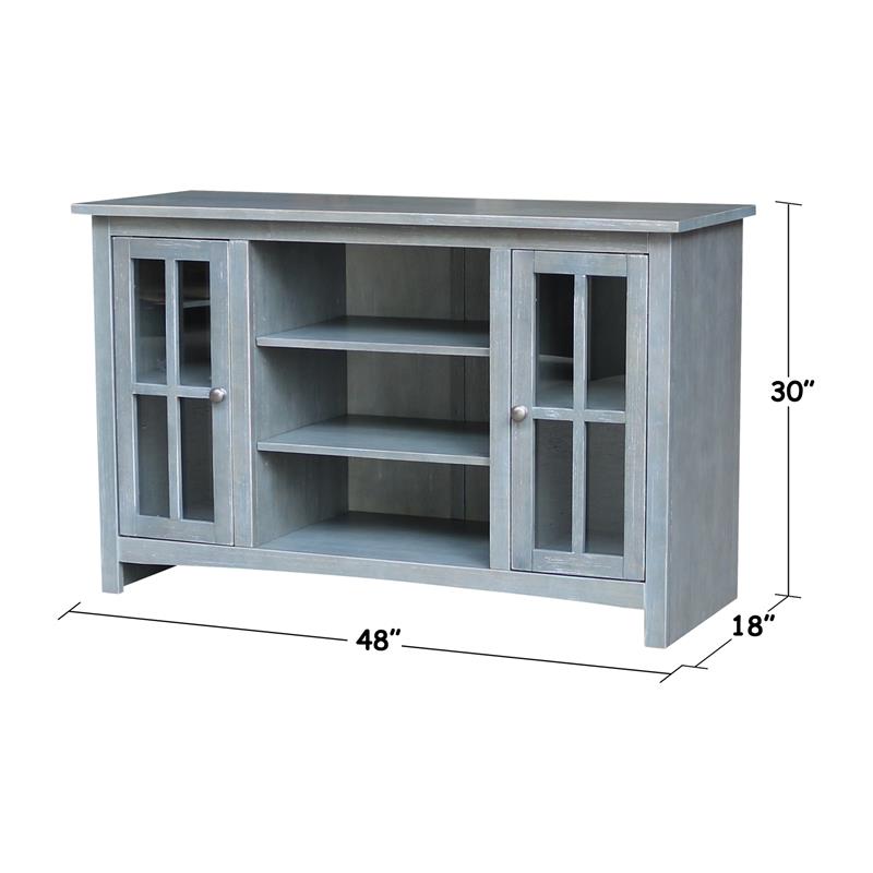 Entertainment/TV Stand with Open Shelves and 2 Doors in Gray - 48