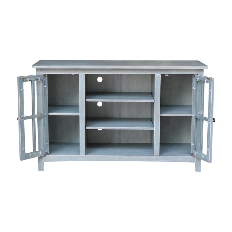 Entertainment/TV Stand with Open Shelves and 2 Doors in Gray - 48