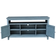 Solid Wood Entertainment / TV Stand with Open Shelves and 2 Doors in Ocean Blue