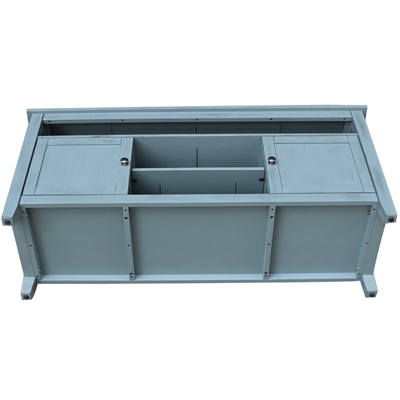 Solid Wood Entertainment / TV Stand with Open Shelves and 2 Doors in Ocean Blue