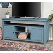 Solid Wood Entertainment / TV Stand with Open Shelves and 2 Doors in Ocean Blue