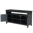 Solid Wood Entertainment / TV Stand with Open Shelves and 2 Doors in Black
