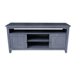 Solid Wood Entertainment / TV Stand with Open Shelves and 2 Doors in Gray