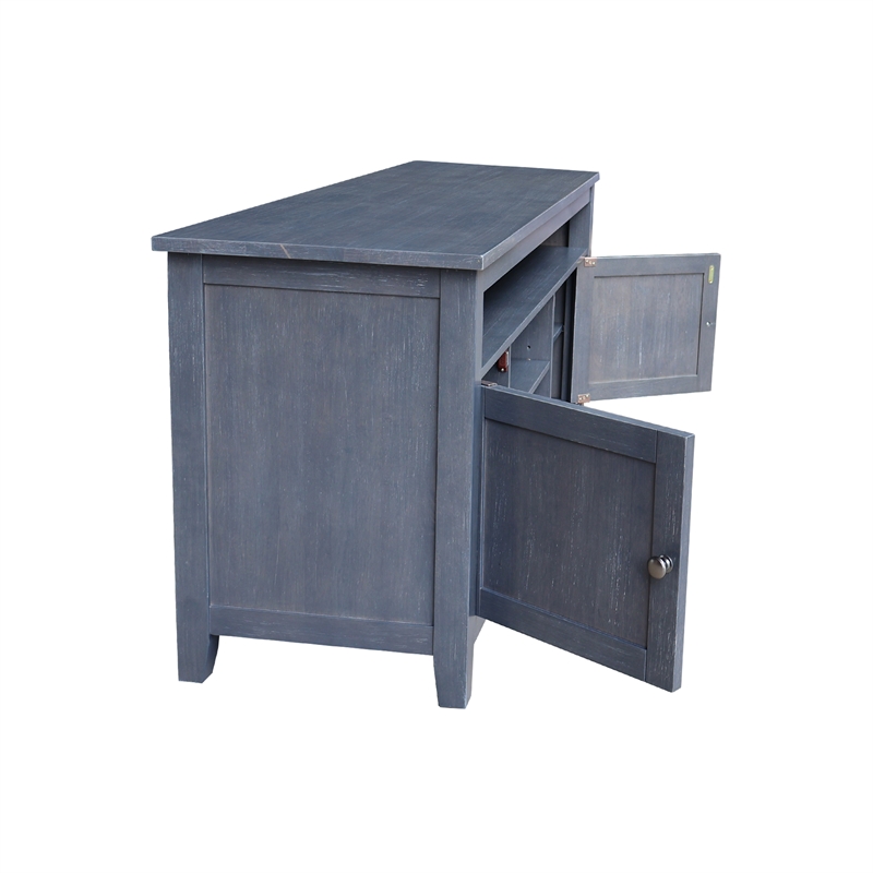 Solid Wood Entertainment / TV Stand with Open Shelves and 2 Doors in Gray