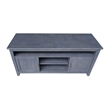 Solid Wood Entertainment / TV Stand with Open Shelves and 2 Doors in Gray