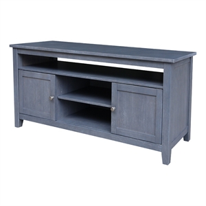 Solid Wood Entertainment / TV Stand with Open Shelves and 2 Doors in Gray