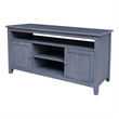 Solid Wood Entertainment / TV Stand with Open Shelves and 2 Doors in Gray