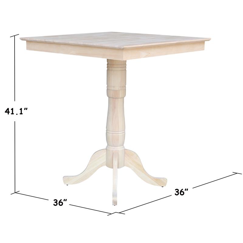 36" x 36" Natural Solid Wood Square Top Pedestal Table 41.1" Height
