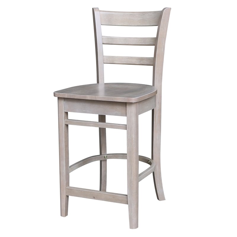 Solid Wood Emily Counter Height Stool in Washed Gray Taupe