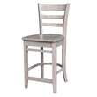 Solid Wood Emily Counter Height Stool in Washed Gray Taupe