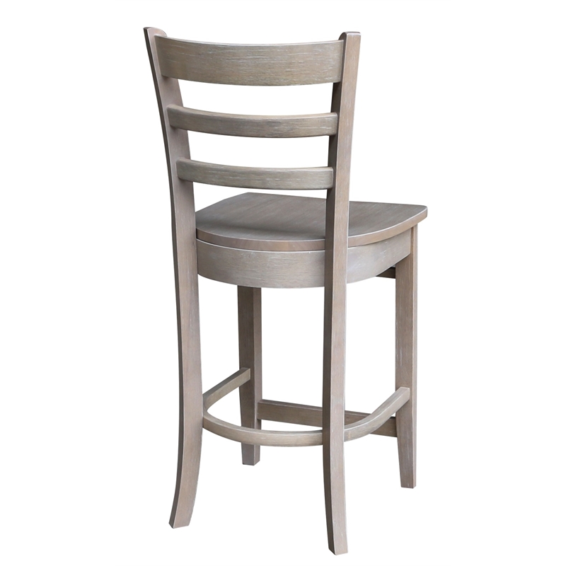 Solid Wood Emily Counter Height Stool in Washed Gray Taupe