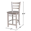 Solid Wood Emily Counter Height Stool in Washed Gray Taupe