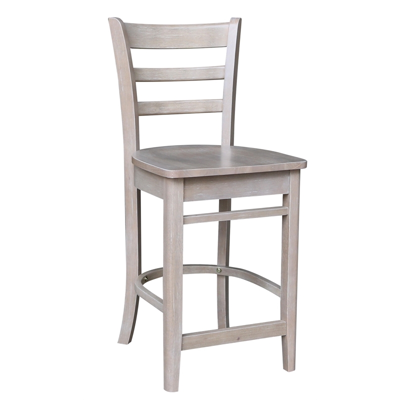 Solid Wood Emily Counter Height Stool in Washed Gray Taupe
