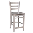 Solid Wood Emily Counter Height Stool in Washed Gray Taupe