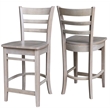 Solid Wood Emily Counter Height Stool in Washed Gray Taupe