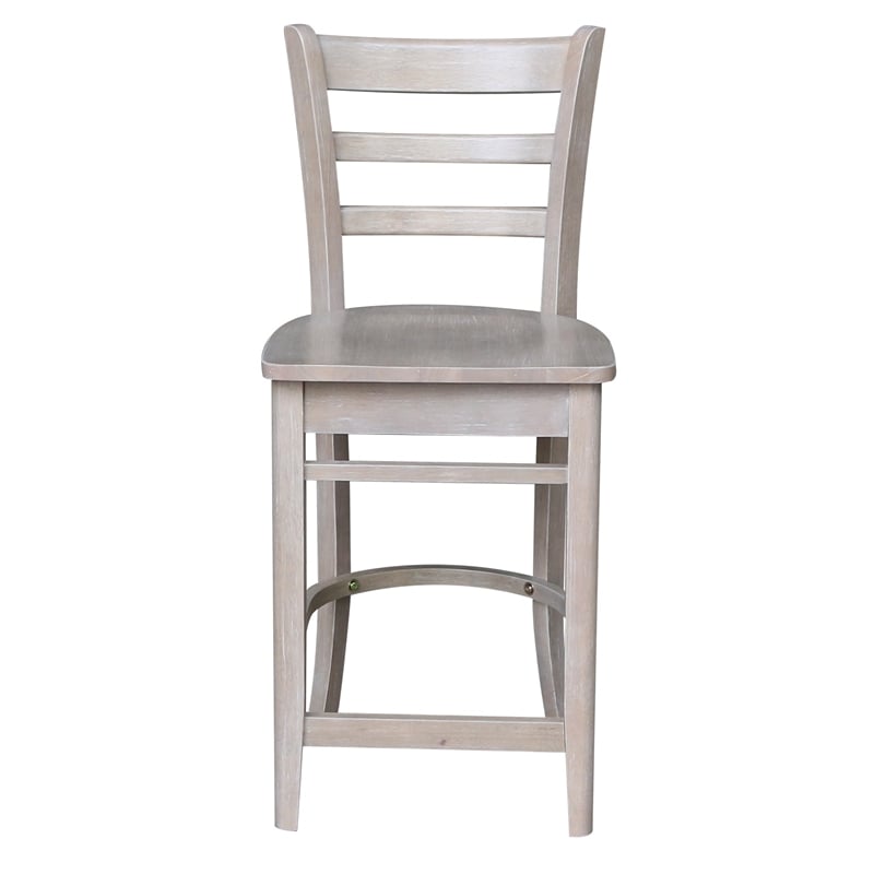 Solid Wood Emily Counter Height Stool in Washed Gray Taupe