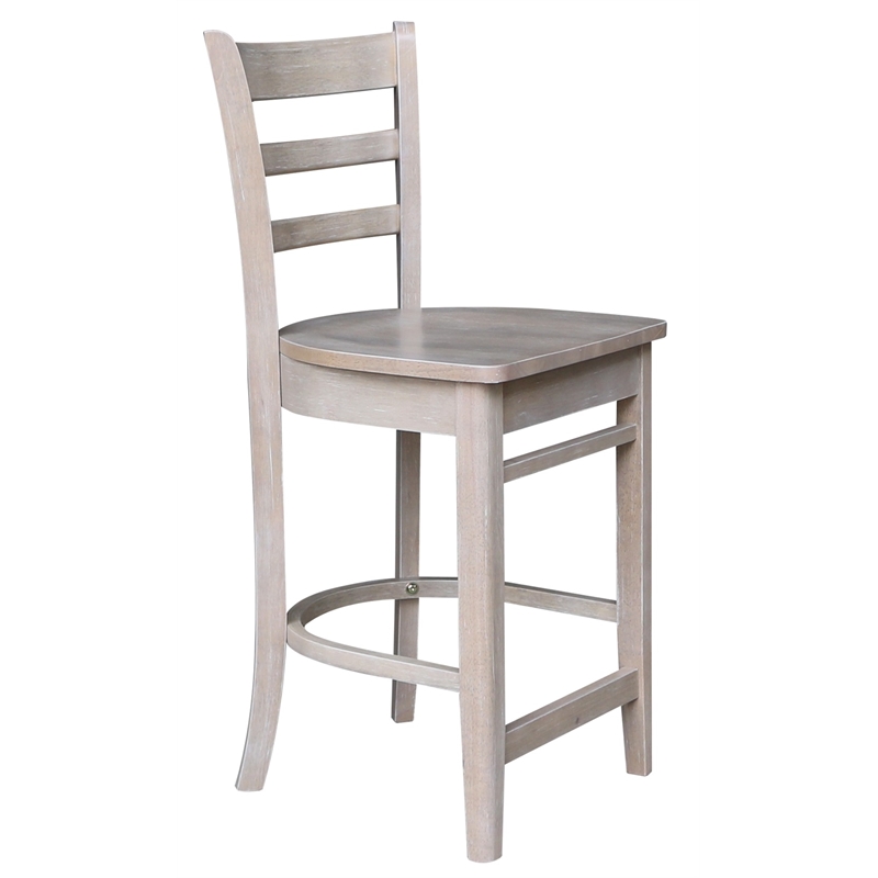 Solid Wood Emily Counter Height Stool in Washed Gray Taupe