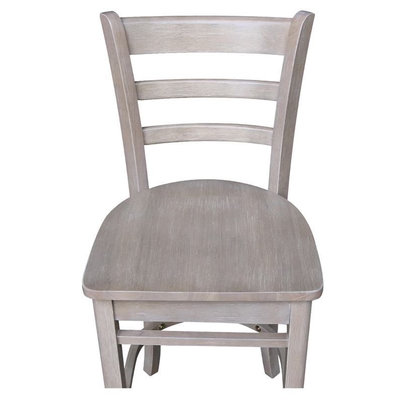 Solid Wood Emily Counter Height Stool in Washed Gray Taupe