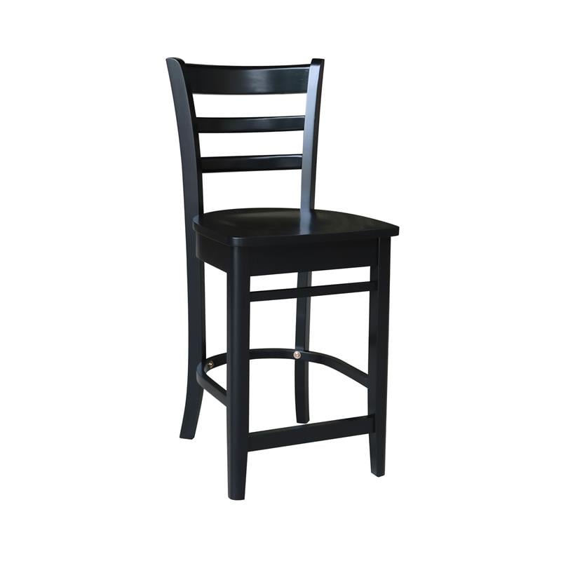 International Concepts Solid Wood Emily Counter Height Stool in Black