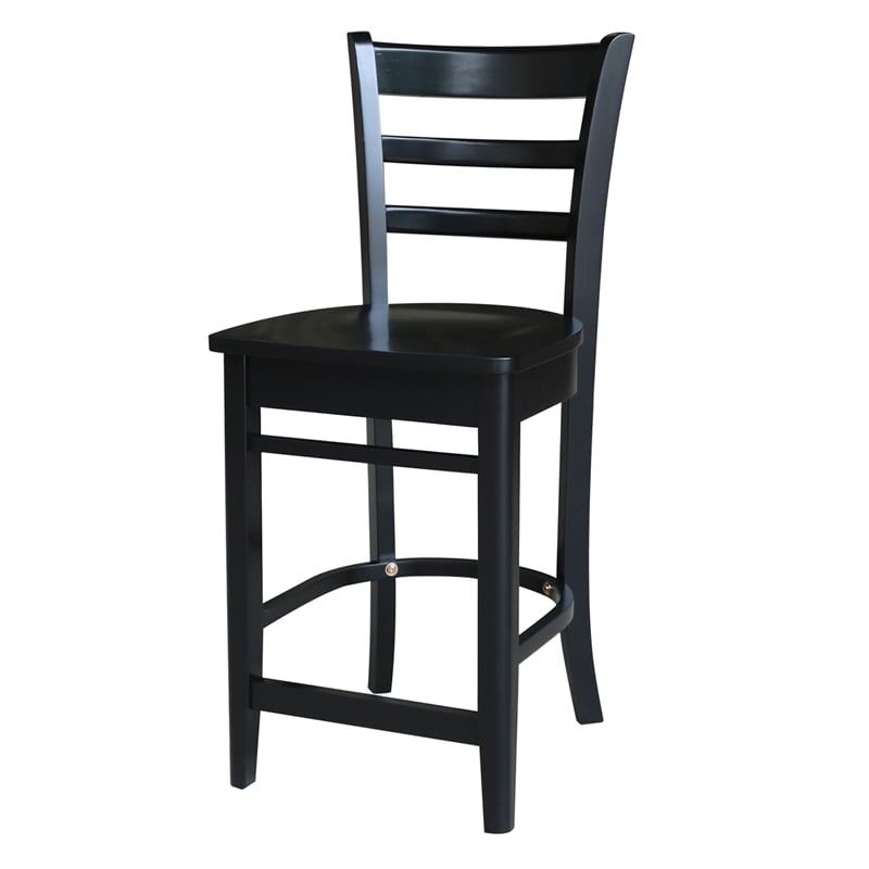 International Concepts Solid Wood Emily Counter Height Stool in Black