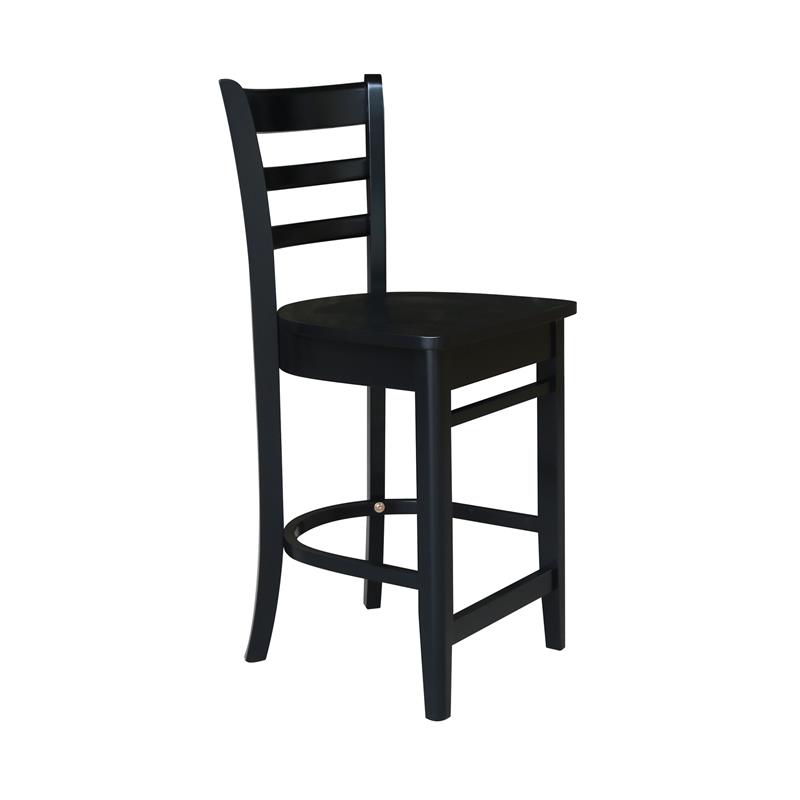 International Concepts Solid Wood Emily Counter Height Stool in Black