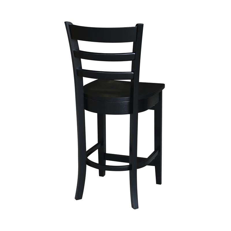 International Concepts Solid Wood Emily Counter Height Stool in Black