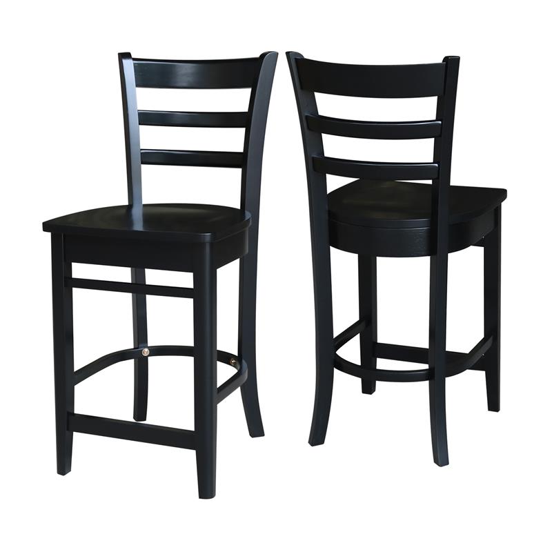 International Concepts Solid Wood Emily Counter Height Stool in Black